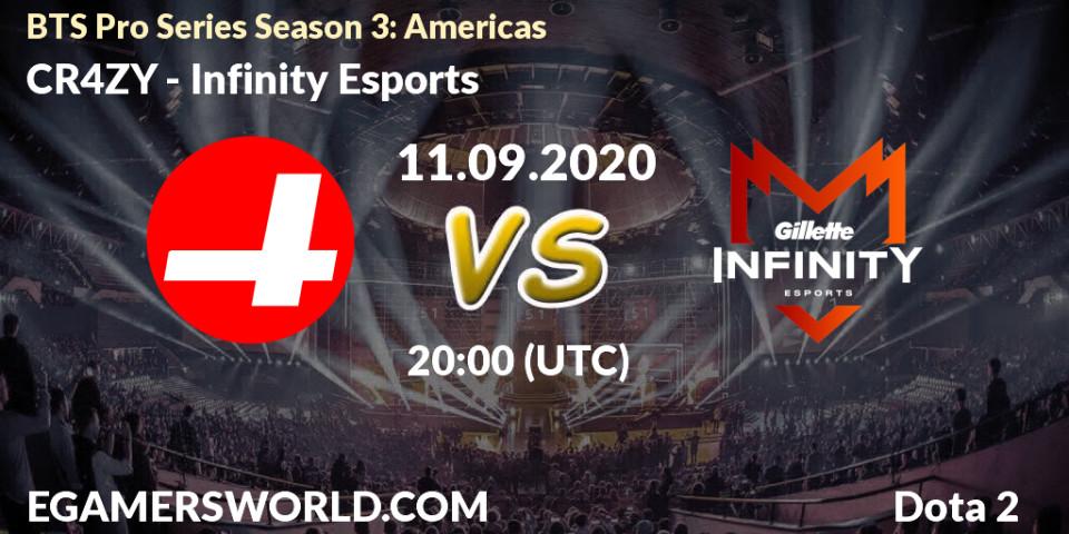 Prognoza CR4ZY - Infinity Esports. 11.09.2020 at 20:03, Dota 2, BTS Pro Series Season 3: Americas
