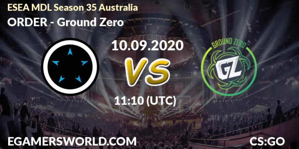 Prognoza ORDER - Ground Zero. 10.09.2020 at 11:10, Counter-Strike (CS2), ESEA MDL Season 35 Australia