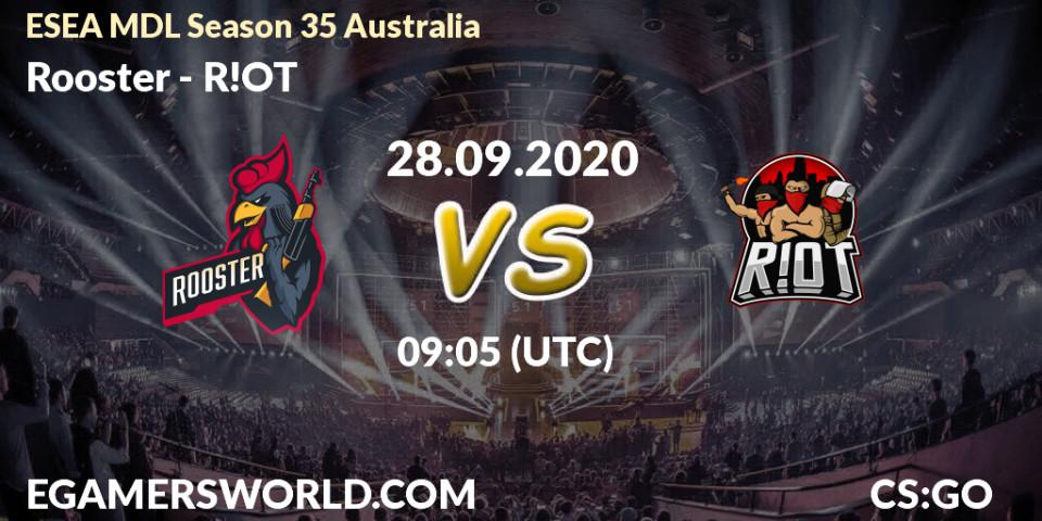 Prognoza Rooster - R!OT. 28.09.2020 at 09:05, Counter-Strike (CS2), ESEA MDL Season 35 Australia