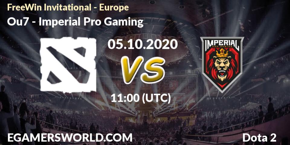 Prognoza Ou7 - Imperial Pro Gaming. 05.10.2020 at 11:15, Dota 2, FreeWin Invitational - Europe