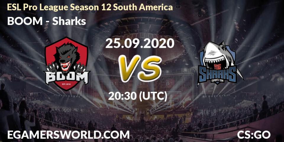Prognoza BOOM - Sharks. 25.09.2020 at 21:00, Counter-Strike (CS2), ESL Pro League Season 12 South America