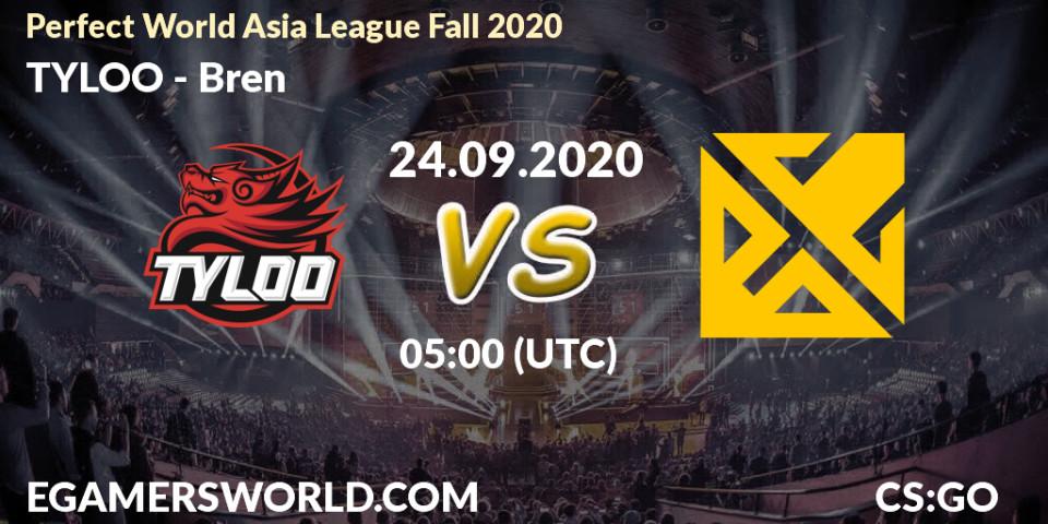 Prognoza TYLOO - Bren. 24.09.2020 at 05:00, Counter-Strike (CS2), Perfect World Asia League Fall 2020