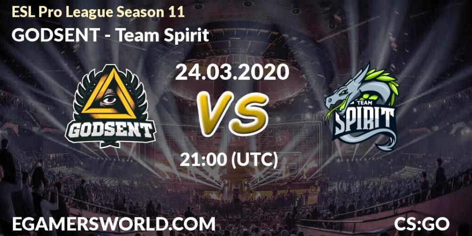 Prognoza GODSENT - Team Spirit. 24.03.2020 at 21:35, Counter-Strike (CS2), ESL Pro League Season 11: Europe