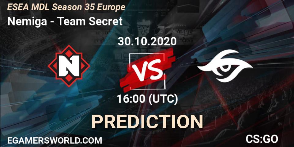 Prognoza Nemiga - Team Secret. 30.10.2020 at 16:00, Counter-Strike (CS2), ESEA MDL Season 35 Europe