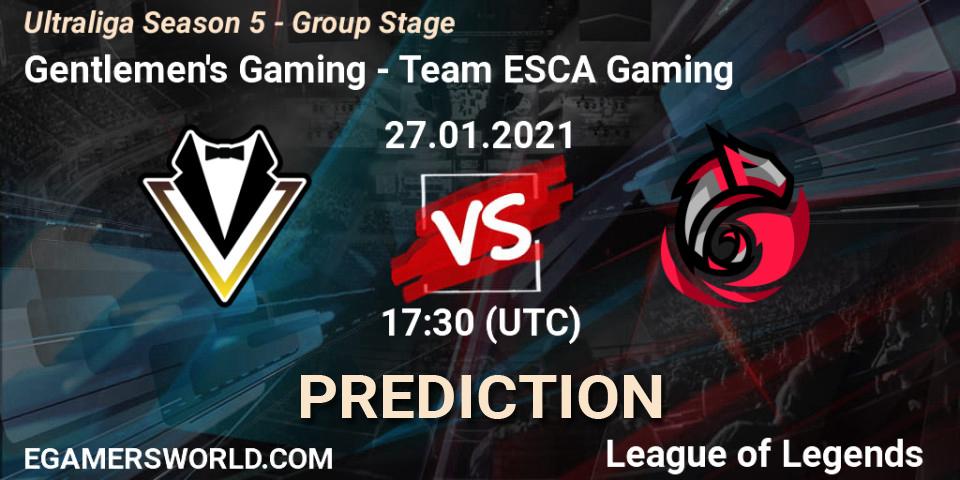 Prognoza Gentlemen's Gaming - Team ESCA Gaming. 27.01.2021 at 17:30, LoL, Ultraliga Season 5 - Group Stage
