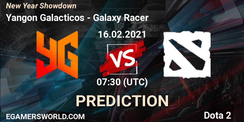 Prognoza Yangon Galacticos - Galaxy Racer. 16.02.2021 at 07:30, Dota 2, New Year Showdown