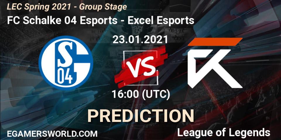 Prognoza FC Schalke 04 Esports - Excel Esports. 23.01.2021 at 16:00, LoL, LEC Spring 2021 - Group Stage