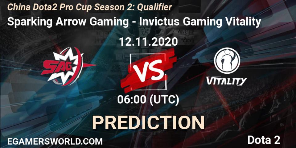 Prognoza Sparking Arrow Gaming - Invictus Gaming Vitality. 12.11.2020 at 06:00, Dota 2, China Dota2 Pro Cup Season 2: Qualifier