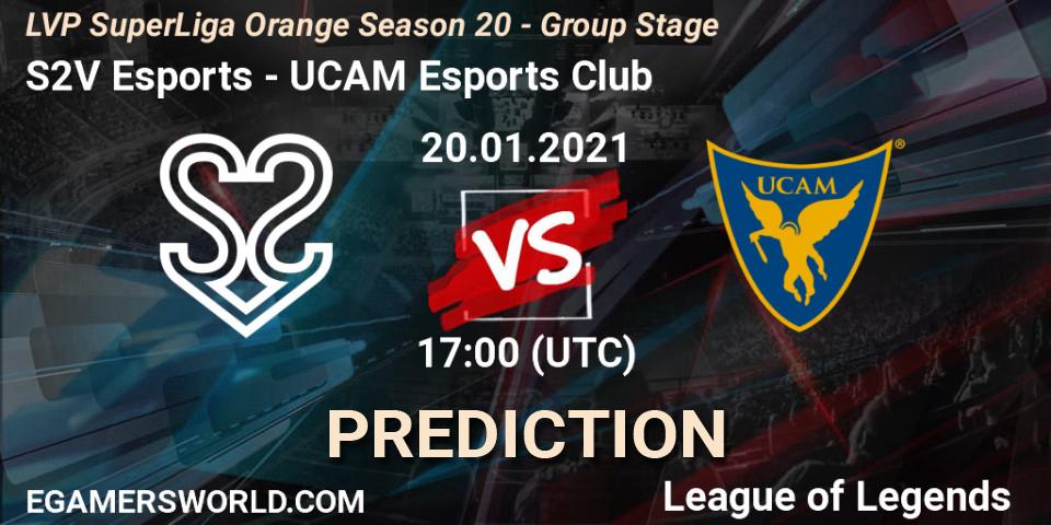 Prognoza S2V Esports - UCAM Esports Club. 20.01.2021 at 17:00, LoL, LVP SuperLiga Orange Season 20 - Group Stage