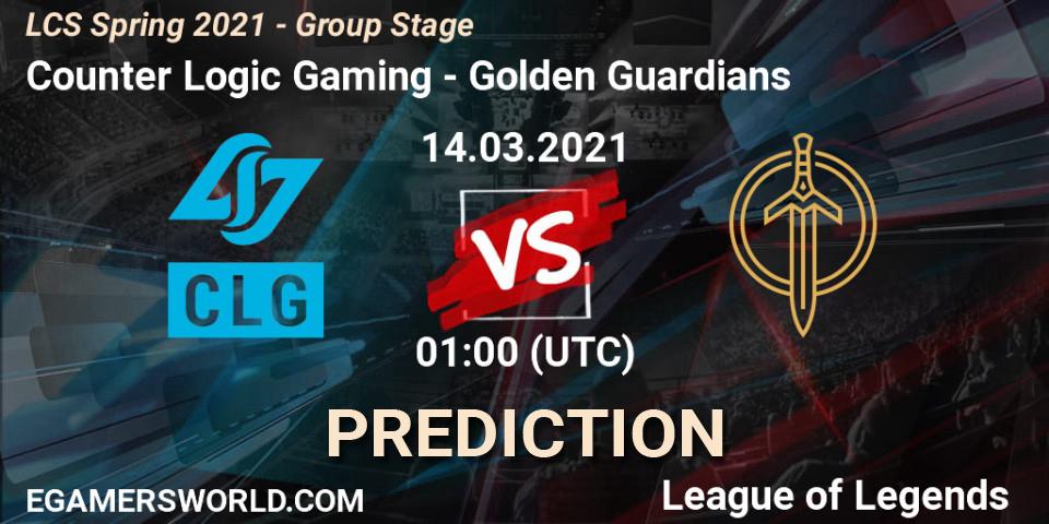 Prognoza Counter Logic Gaming - Golden Guardians. 14.03.2021 at 01:00, LoL, LCS Spring 2021 - Group Stage