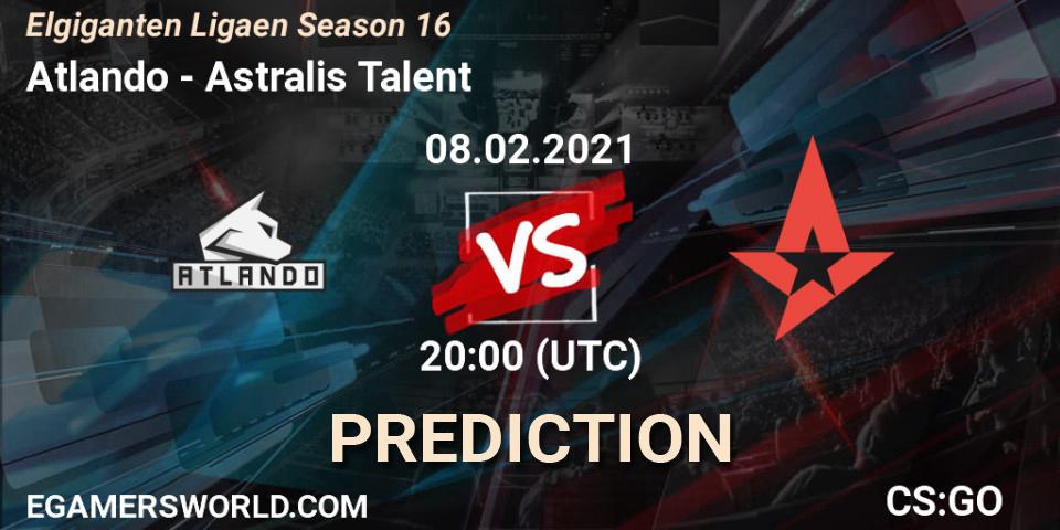 Prognoza Atlando - Astralis Talent. 08.02.2021 at 20:00, Counter-Strike (CS2), Elgiganten Ligaen Season 16