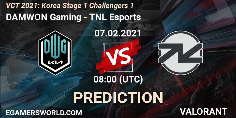 Prognoza DAMWON Gaming - TNL Esports. 07.02.2021 at 08:00, VALORANT, VCT 2021: Korea Stage 1 Challengers 1