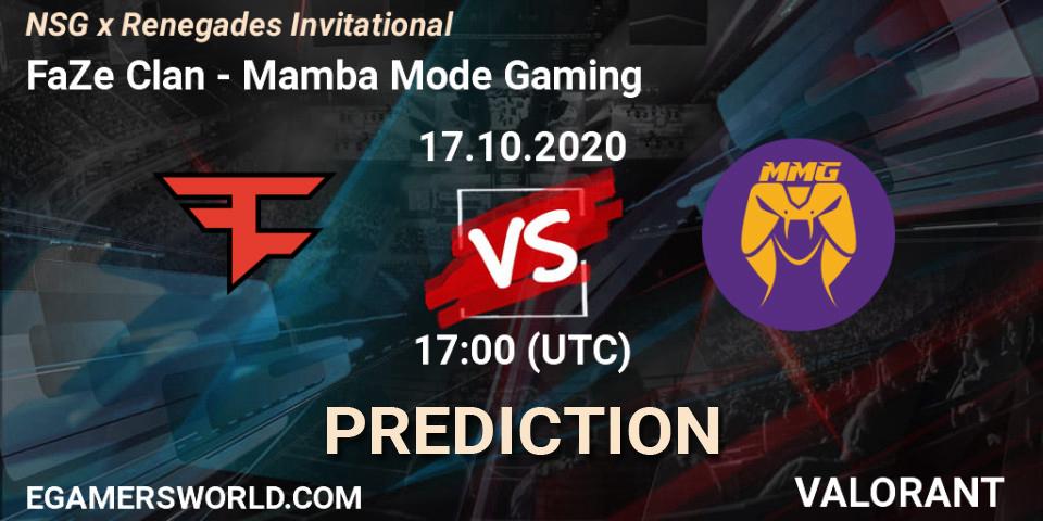 Prognoza FaZe Clan - Mamba Mode Gaming. 17.10.2020 at 17:00, VALORANT, NSG x Renegades Invitational