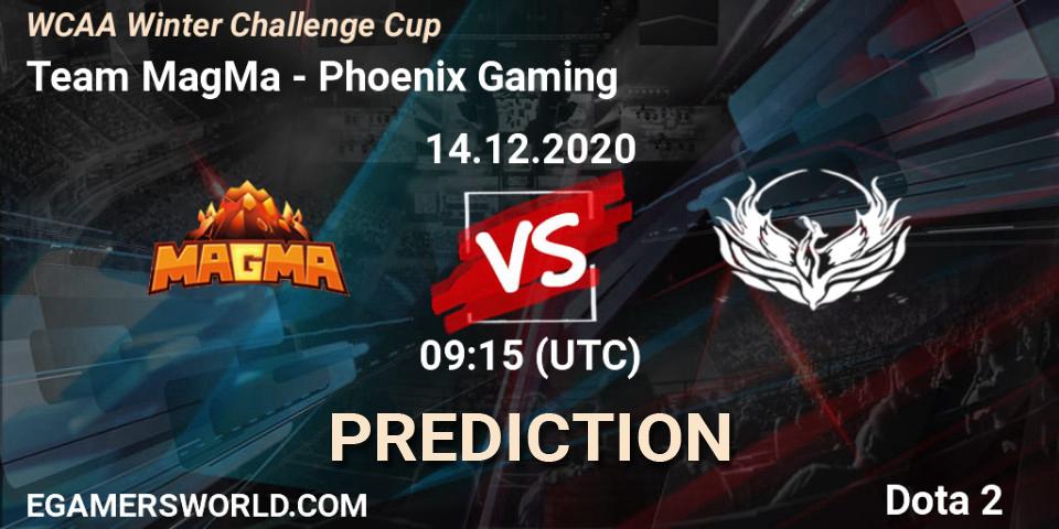 Prognoza Team MagMa - Phoenix Gaming. 14.12.2020 at 08:59, Dota 2, WCAA Winter Challenge Cup