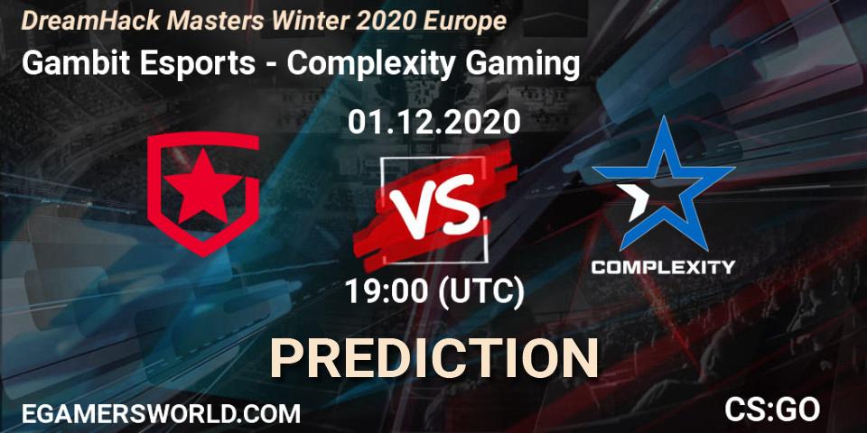 Prognoza Gambit Esports - Complexity Gaming. 01.12.2020 at 19:00, Counter-Strike (CS2), DreamHack Masters Winter 2020 Europe