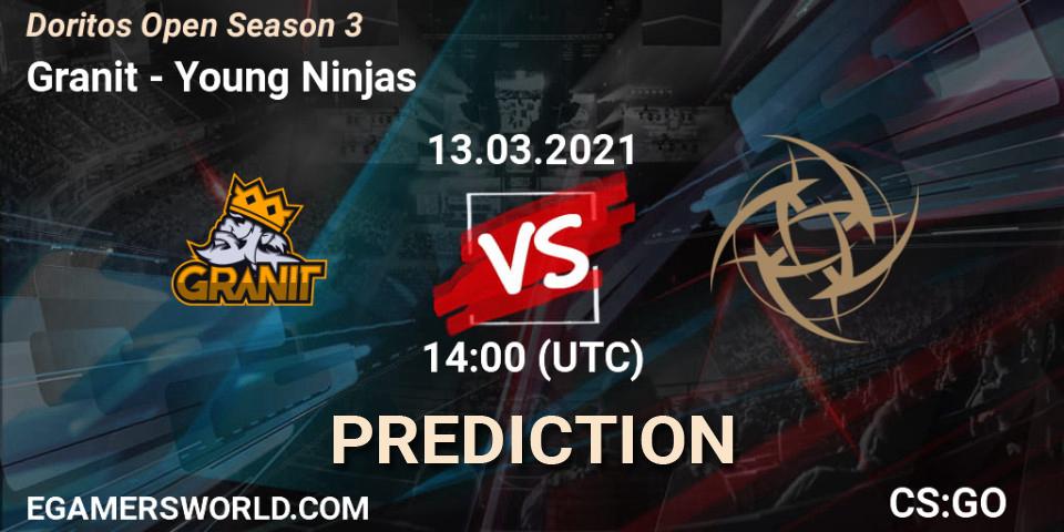 Prognoza Granit - Young Ninjas. 13.03.2021 at 14:05, Counter-Strike (CS2), Doritos CS:GO Open Season 3