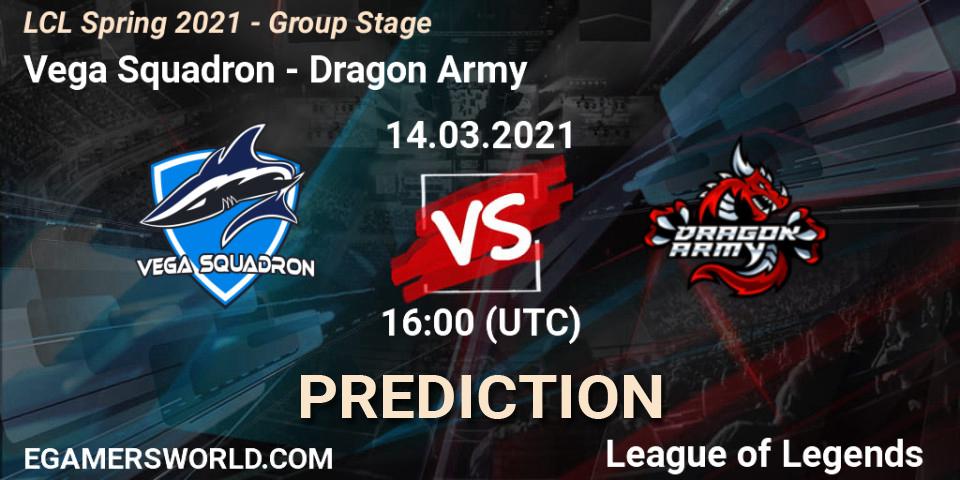 Prognoza Vega Squadron - Dragon Army. 14.03.2021 at 16:00, LoL, LCL Spring 2021 - Group Stage