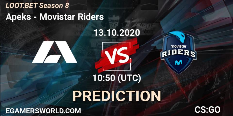 Prognoza Apeks - Movistar Riders. 13.10.2020 at 10:50, Counter-Strike (CS2), LOOT.BET Season 8