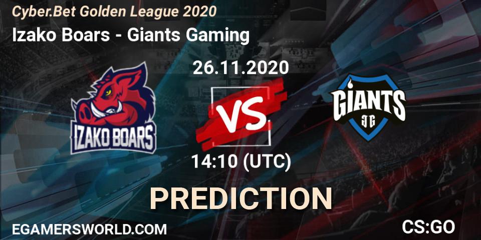 Prognoza Izako Boars - Giants Gaming. 26.11.2020 at 14:40, Counter-Strike (CS2), Cyber.Bet Golden League 2020