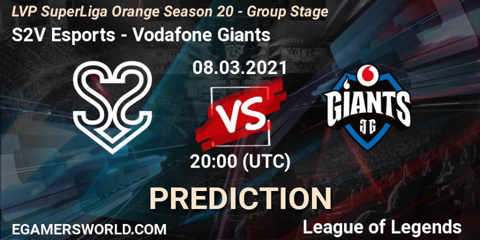 Prognoza S2V Esports - Vodafone Giants. 08.03.2021 at 20:00, LoL, LVP SuperLiga Orange Season 20 - Group Stage