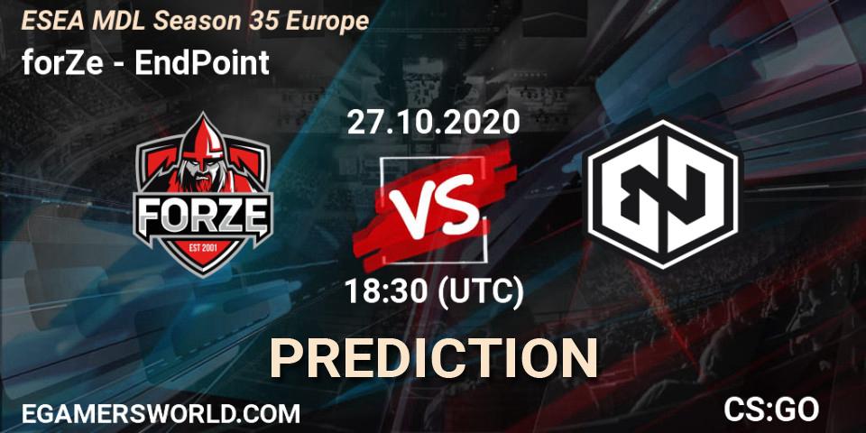 Prognoza forZe - EndPoint. 29.10.2020 at 16:35, Counter-Strike (CS2), ESEA MDL Season 35 Europe