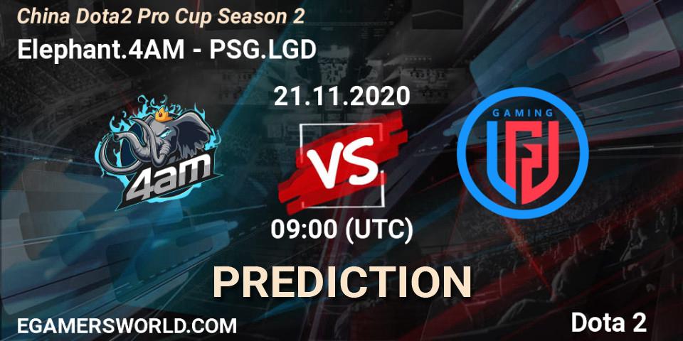 Prognoza Elephant.4AM - PSG.LGD. 21.11.2020 at 08:38, Dota 2, China Dota2 Pro Cup Season 2