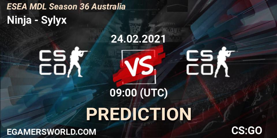Prognoza Ninja - Sylyx. 24.02.2021 at 09:00, Counter-Strike (CS2), MDL ESEA Season 36: Australia - Premier Division