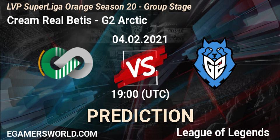 Prognoza Cream Real Betis - G2 Arctic. 04.02.2021 at 19:00, LoL, LVP SuperLiga Orange Season 20 - Group Stage