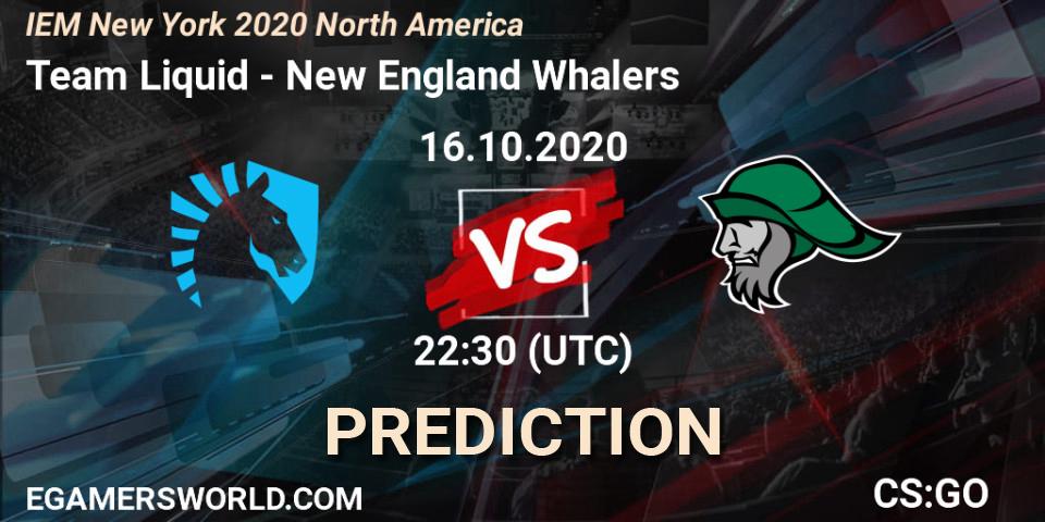 Prognoza Team Liquid - New England Whalers. 16.10.2020 at 22:30, Counter-Strike (CS2), IEM New York 2020 North America