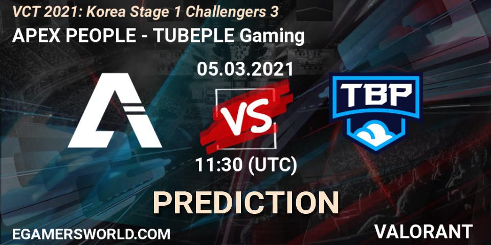 Prognoza APEX PEOPLE - TUBEPLE Gaming. 05.03.2021 at 11:30, VALORANT, VCT 2021: Korea Stage 1 Challengers 3
