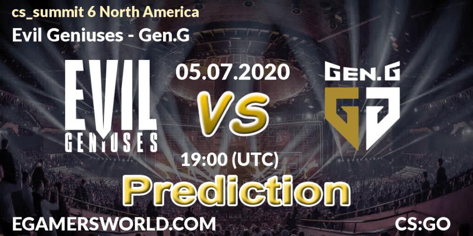 Prognoza Evil Geniuses - Gen.G. 05.07.2020 at 19:30, Counter-Strike (CS2), cs_summit 6 North America