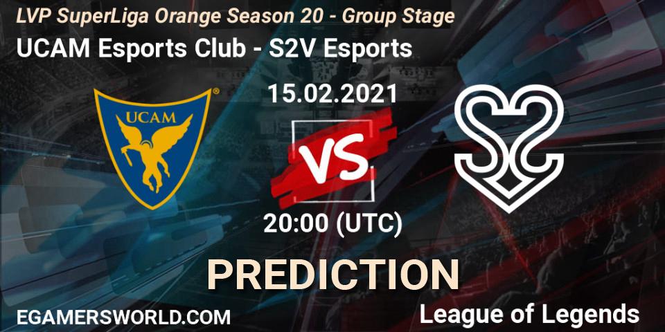 Prognoza UCAM Esports Club - S2V Esports. 15.02.21, LoL, LVP SuperLiga Orange Season 20 - Group Stage
