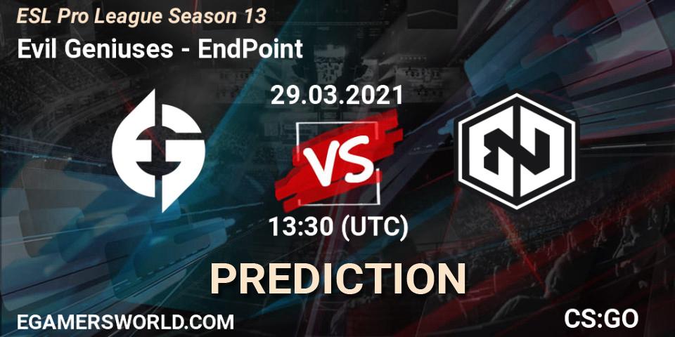 Prognoza Evil Geniuses - EndPoint. 29.03.2021 at 17:00, Counter-Strike (CS2), ESL Pro League Season 13
