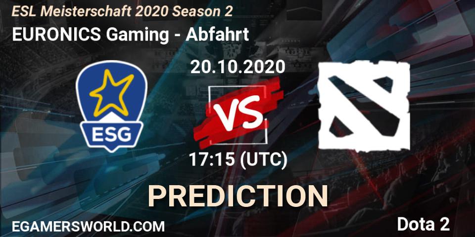 Prognoza EURONICS Gaming - Abfahrt. 20.10.2020 at 17:19, Dota 2, ESL Meisterschaft 2020 Season 2
