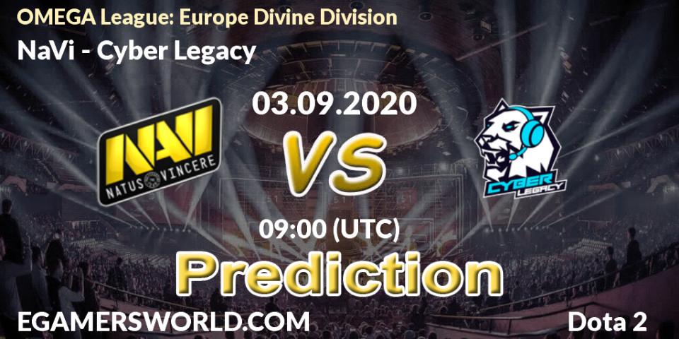 Prognoza NaVi - Cyber Legacy. 03.09.2020 at 09:00, Dota 2, OMEGA League: Europe Divine Division