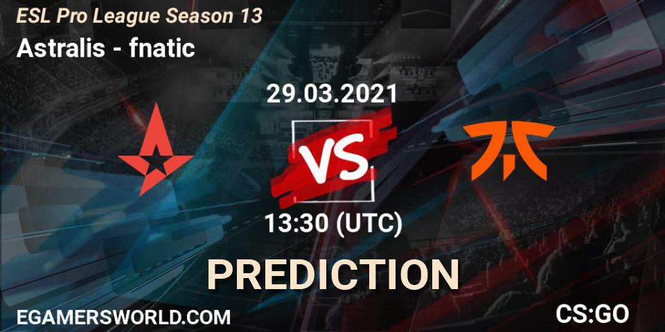 Prognoza Astralis - fnatic. 29.03.2021 at 17:00, Counter-Strike (CS2), ESL Pro League Season 13