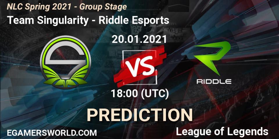 Prognoza Team Singularity - Riddle Esports. 20.01.2021 at 18:00, LoL, NLC Spring 2021 - Group Stage
