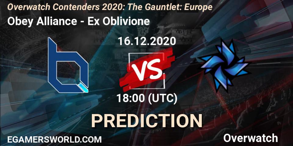 Prognoza Obey Alliance - Ex Oblivione. 16.12.2020 at 18:00, Overwatch, Overwatch Contenders 2020: The Gauntlet: Europe