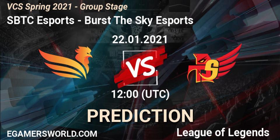 Prognoza SBTC Esports - Burst The Sky Esports. 22.01.2021 at 12:10, LoL, VCS Spring 2021 - Group Stage