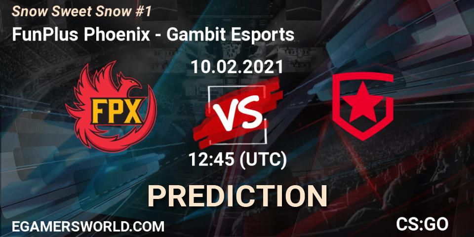 Prognoza FunPlus Phoenix - Gambit Esports. 10.02.2021 at 12:45, Counter-Strike (CS2), Snow Sweet Snow #1