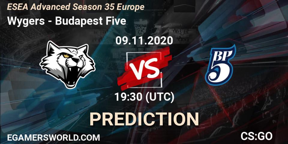 Prognoza Wygers - Budapest Five. 09.11.2020 at 16:00, Counter-Strike (CS2), ESEA Advanced Season 35 Europe