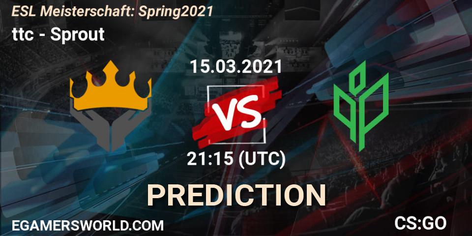 Prognoza ttc - Sprout. 15.03.2021 at 21:30, Counter-Strike (CS2), ESL Meisterschaft: Spring 2021