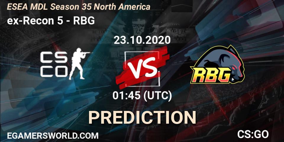 Prognoza ex-Recon 5 - RBG. 23.10.2020 at 02:15, Counter-Strike (CS2), ESEA MDL Season 35 North America