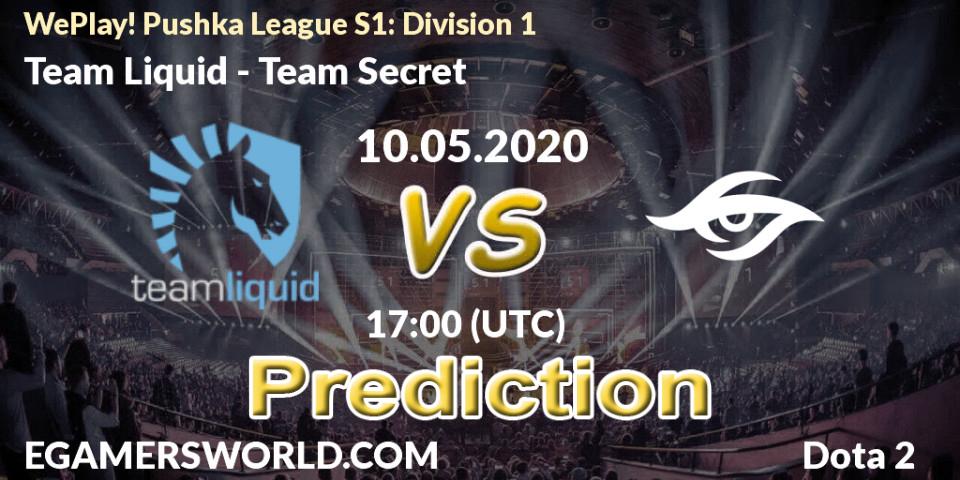 Prognoza Team Liquid - Team Secret. 10.05.2020 at 15:43, Dota 2, WePlay! Pushka League S1: Division 1