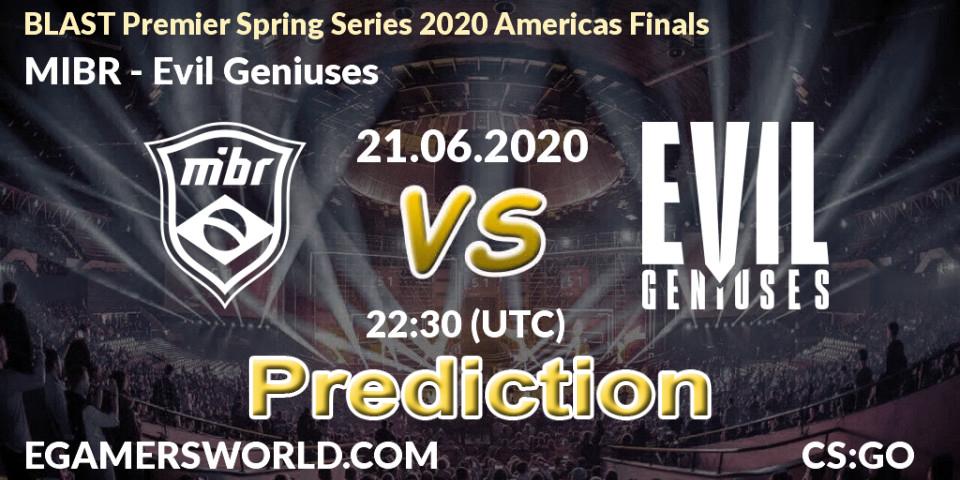 Prognoza MIBR - Evil Geniuses. 21.06.2020 at 22:30, Counter-Strike (CS2), BLAST Premier Spring Series 2020 Americas Finals