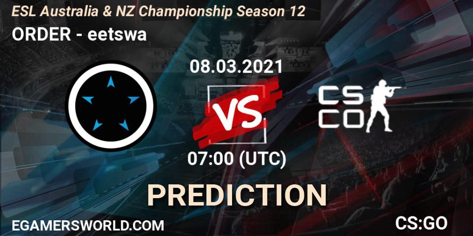 Prognoza ORDER - eetswa. 08.03.2021 at 07:00, Counter-Strike (CS2), ESL Australia & NZ Championship Season 12
