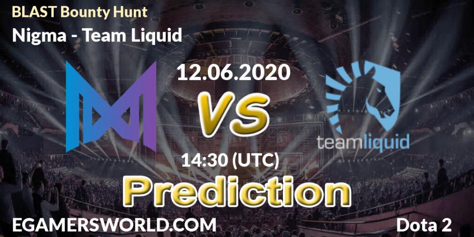 Prognoza Nigma - Team Liquid. 12.06.2020 at 14:31, Dota 2, BLAST Bounty Hunt