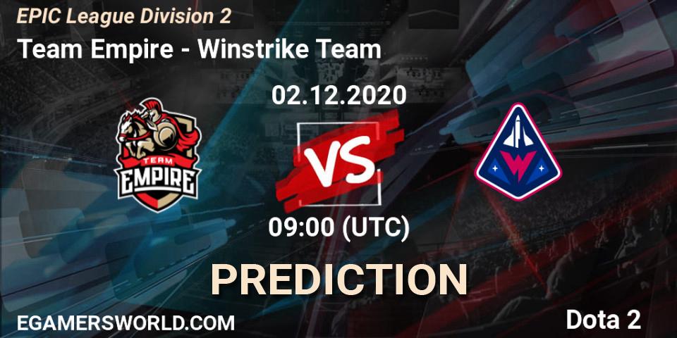 Prognoza Team Empire - Winstrike Team. 02.12.2020 at 16:00, Dota 2, EPIC League Division 2