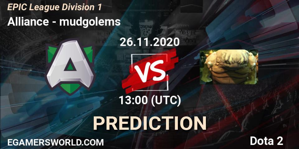 Prognoza Alliance - mudgolems. 28.11.2020 at 13:00, Dota 2, EPIC League Division 1