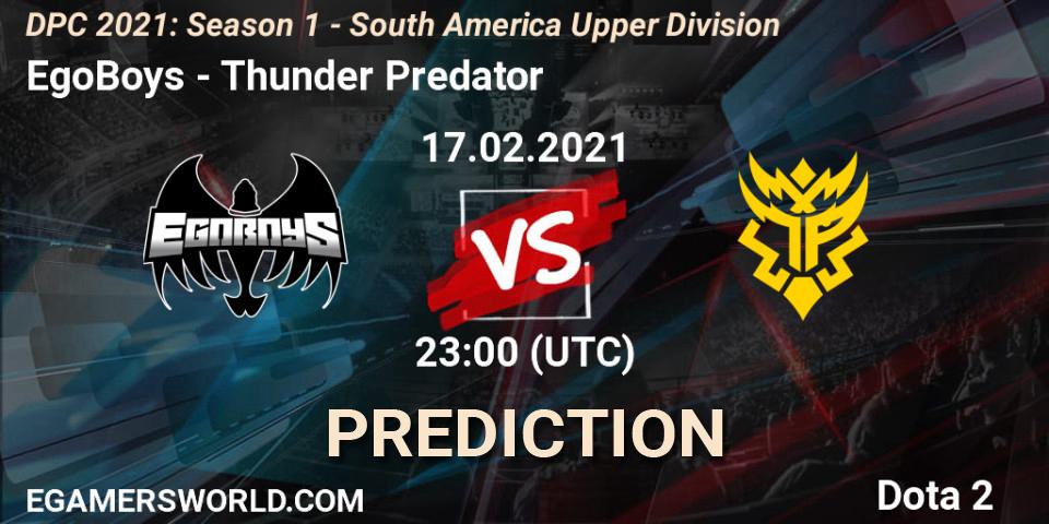 Prognoza EgoBoys - Thunder Predator. 17.02.21, Dota 2, DPC 2021: Season 1 - South America Upper Division